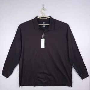 San Soleil Polo Shirt Mens Black 2XL Long Sleeve Vented Collared UPF 25+ Button